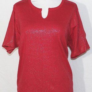 NEW Next Generation Red Pullover Top with Sparkles Women's Plus Sizes